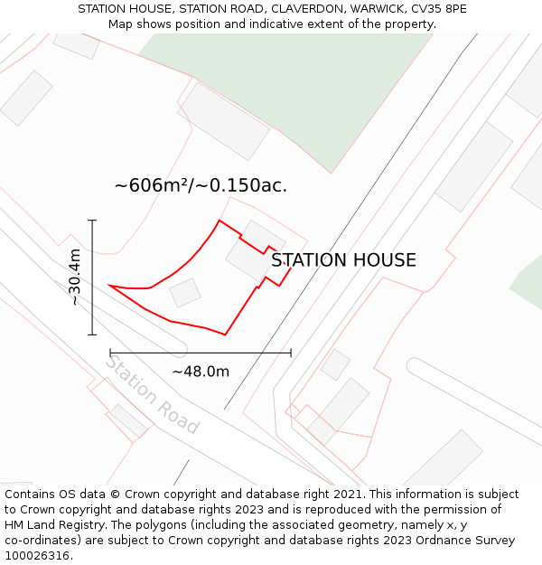 STATION HOUSE, STATION ROAD, CLAVERDON, WARWICK, CV35 8PE: Plot and title map