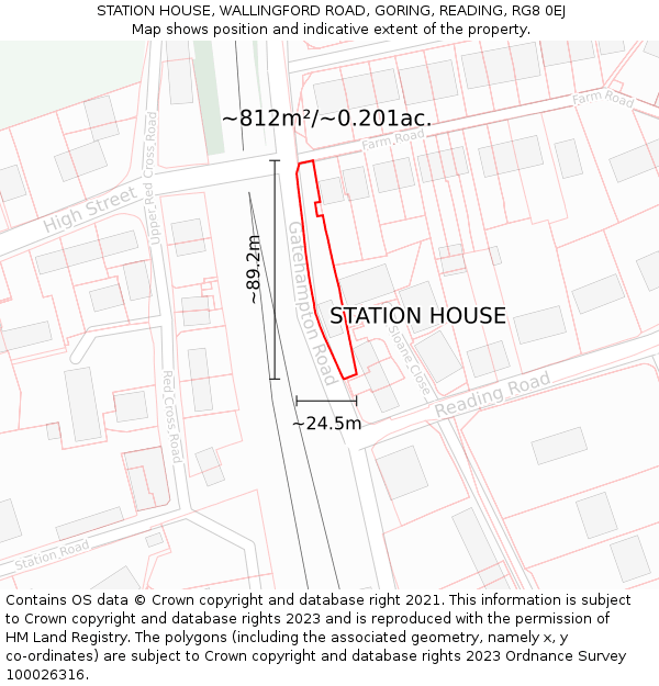 STATION HOUSE, WALLINGFORD ROAD, GORING, READING, RG8 0EJ: Plot and title map