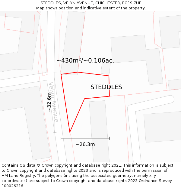 STEDDLES, VELYN AVENUE, CHICHESTER, PO19 7UP: Plot and title map