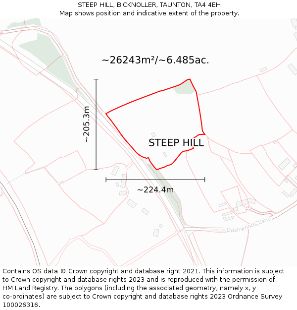 STEEP HILL, BICKNOLLER, TAUNTON, TA4 4EH: Plot and title map