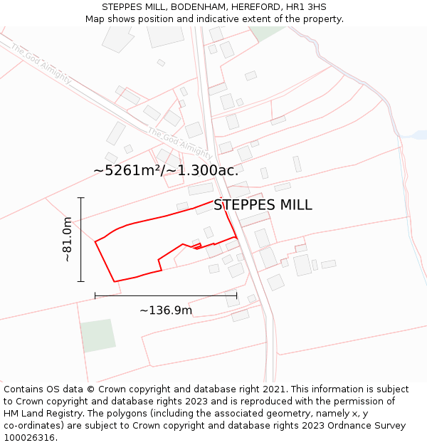 STEPPES MILL, BODENHAM, HEREFORD, HR1 3HS: Plot and title map