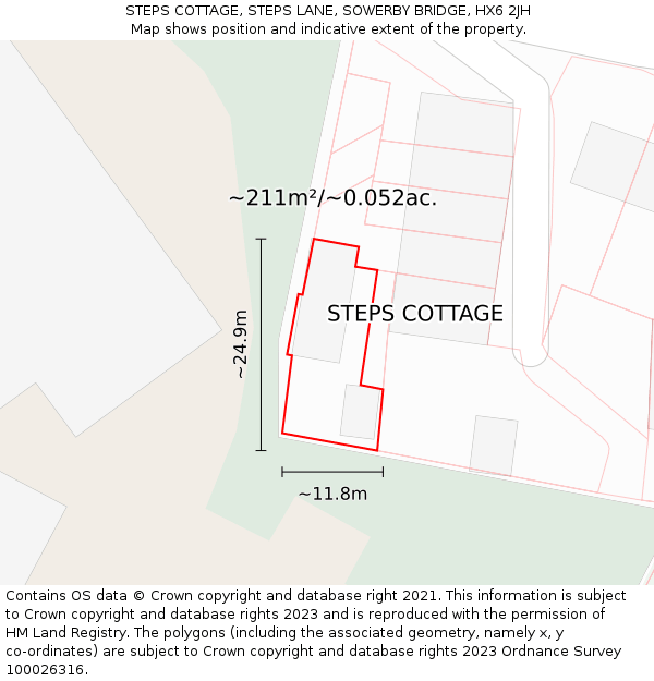 STEPS COTTAGE, STEPS LANE, SOWERBY BRIDGE, HX6 2JH: Plot and title map