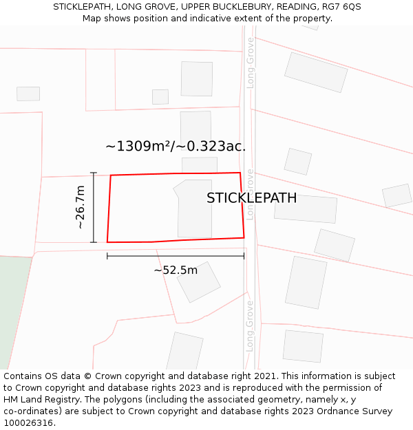 STICKLEPATH, LONG GROVE, UPPER BUCKLEBURY, READING, RG7 6QS: Plot and title map