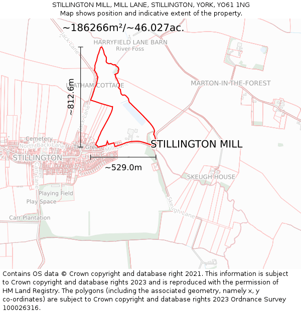 STILLINGTON MILL, MILL LANE, STILLINGTON, YORK, YO61 1NG: Plot and title map