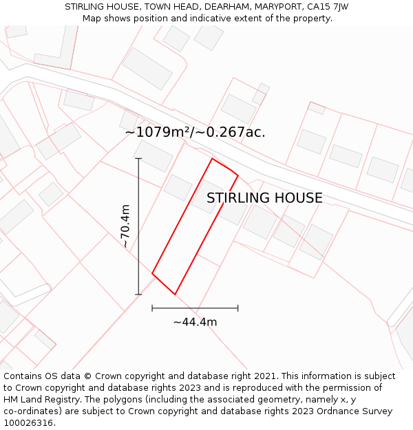 STIRLING HOUSE, TOWN HEAD, DEARHAM, MARYPORT, CA15 7JW: Plot and title map