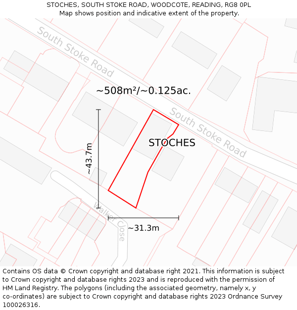 STOCHES, SOUTH STOKE ROAD, WOODCOTE, READING, RG8 0PL: Plot and title map