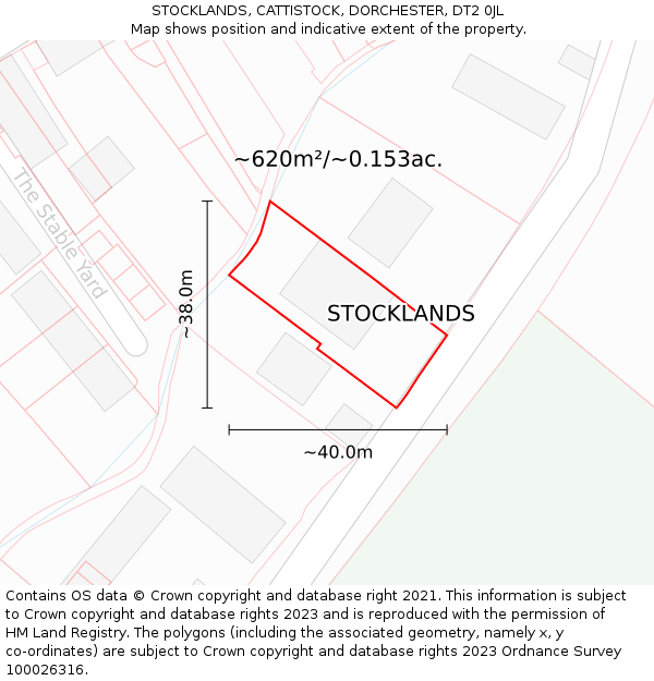 STOCKLANDS, CATTISTOCK, DORCHESTER, DT2 0JL: Plot and title map