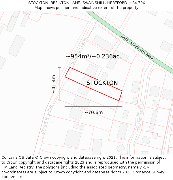 STOCKTON, BREINTON LANE, SWAINSHILL, HEREFORD, HR4 7PX: Plot and title map