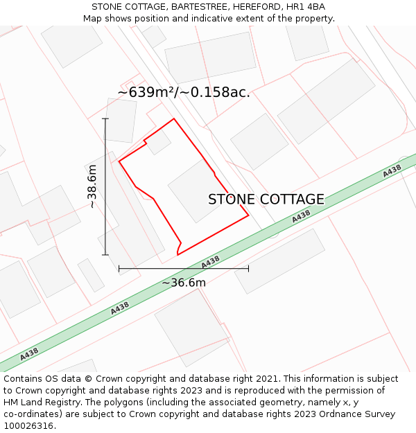 STONE COTTAGE, BARTESTREE, HEREFORD, HR1 4BA: Plot and title map