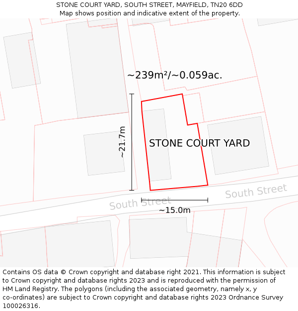 STONE COURT YARD, SOUTH STREET, MAYFIELD, TN20 6DD: Plot and title map