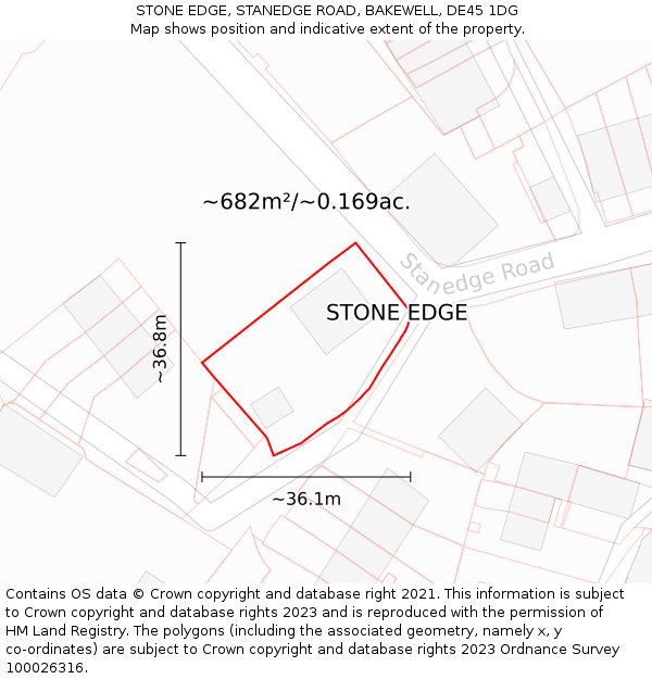 STONE EDGE, STANEDGE ROAD, BAKEWELL, DE45 1DG: Plot and title map