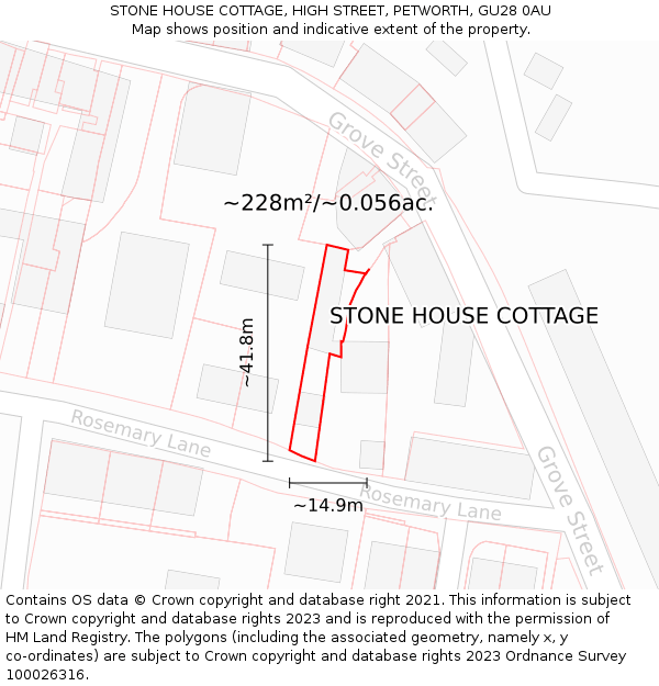 STONE HOUSE COTTAGE, HIGH STREET, PETWORTH, GU28 0AU: Plot and title map