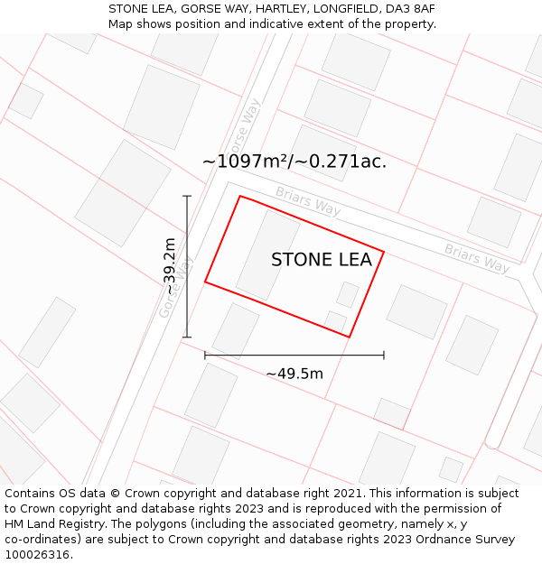 STONE LEA, GORSE WAY, HARTLEY, LONGFIELD, DA3 8AF: Plot and title map