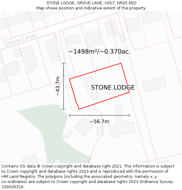 STONE LODGE, GROVE LANE, HOLT, NR25 6ED: Plot and title map