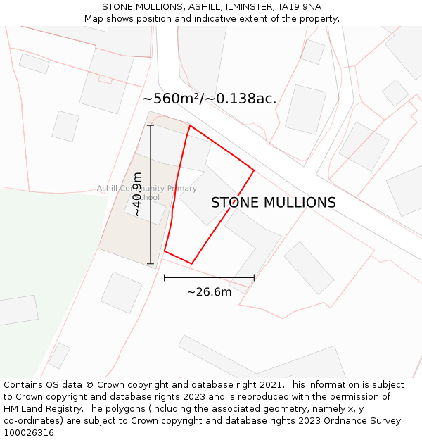 STONE MULLIONS, ASHILL, ILMINSTER, TA19 9NA: Plot and title map