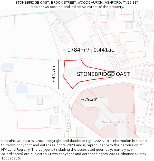 STONEBRIDGE OAST, BROOK STREET, WOODCHURCH, ASHFORD, TN26 3SN: Plot and title map