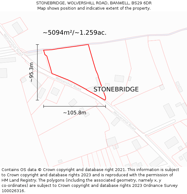 STONEBRIDGE, WOLVERSHILL ROAD, BANWELL, BS29 6DR: Plot and title map