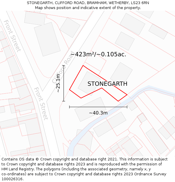 STONEGARTH, CLIFFORD ROAD, BRAMHAM, WETHERBY, LS23 6RN: Plot and title map