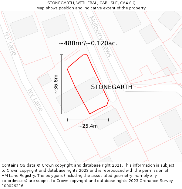 STONEGARTH, WETHERAL, CARLISLE, CA4 8JQ: Plot and title map