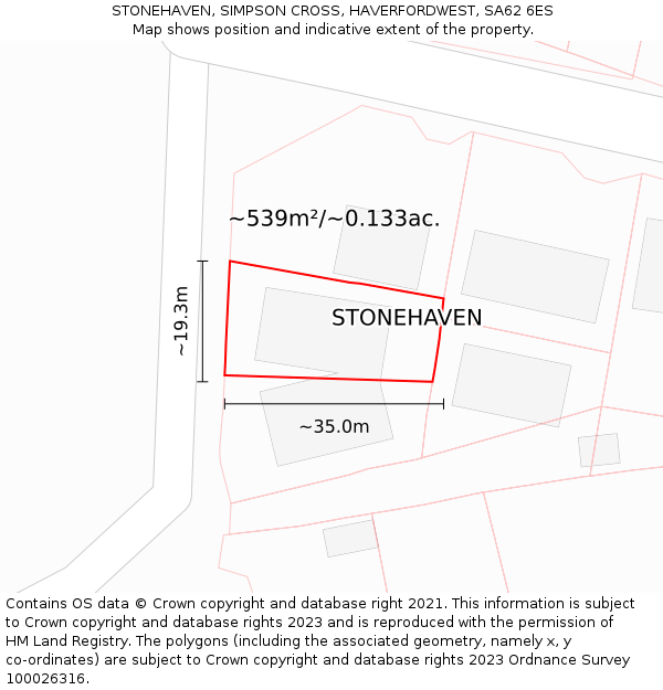 STONEHAVEN, SIMPSON CROSS, HAVERFORDWEST, SA62 6ES: Plot and title map