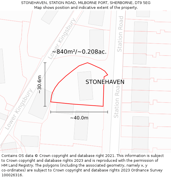 STONEHAVEN, STATION ROAD, MILBORNE PORT, SHERBORNE, DT9 5EG: Plot and title map