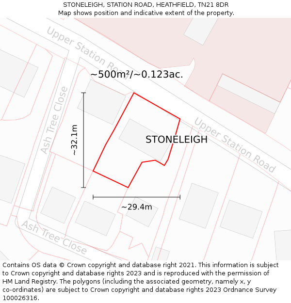 STONELEIGH, STATION ROAD, HEATHFIELD, TN21 8DR: Plot and title map