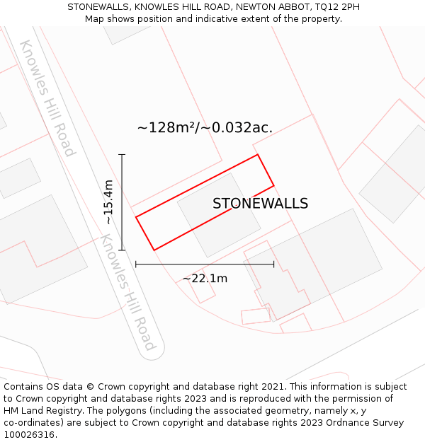 STONEWALLS, KNOWLES HILL ROAD, NEWTON ABBOT, TQ12 2PH: Plot and title map