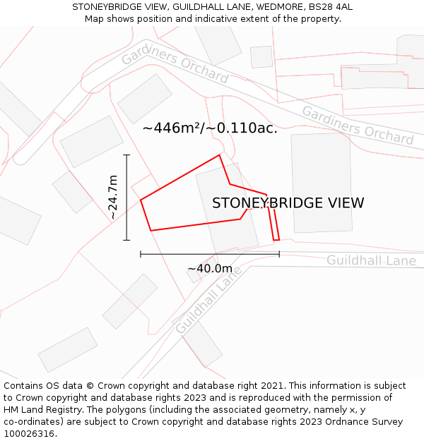 STONEYBRIDGE VIEW, GUILDHALL LANE, WEDMORE, BS28 4AL: Plot and title map