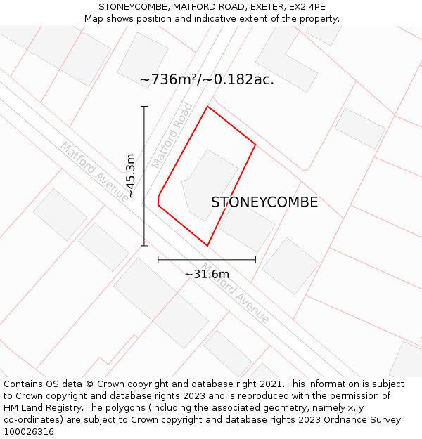 STONEYCOMBE, MATFORD ROAD, EXETER, EX2 4PE: Plot and title map