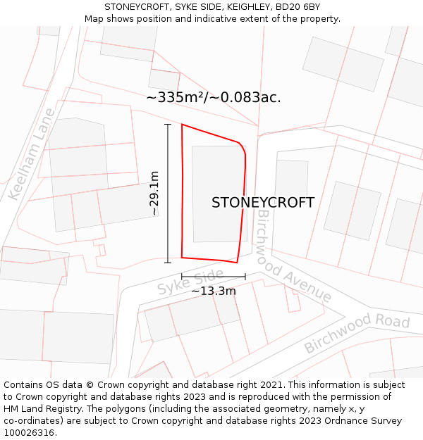 STONEYCROFT, SYKE SIDE, KEIGHLEY, BD20 6BY: Plot and title map