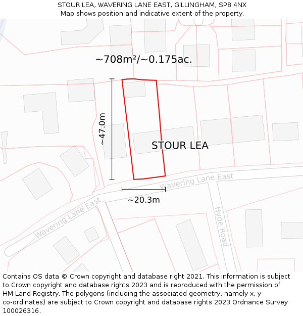 STOUR LEA, WAVERING LANE EAST, GILLINGHAM, SP8 4NX: Plot and title map