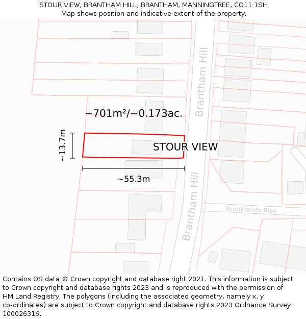 STOUR VIEW, BRANTHAM HILL, BRANTHAM, MANNINGTREE, CO11 1SH: Plot and title map