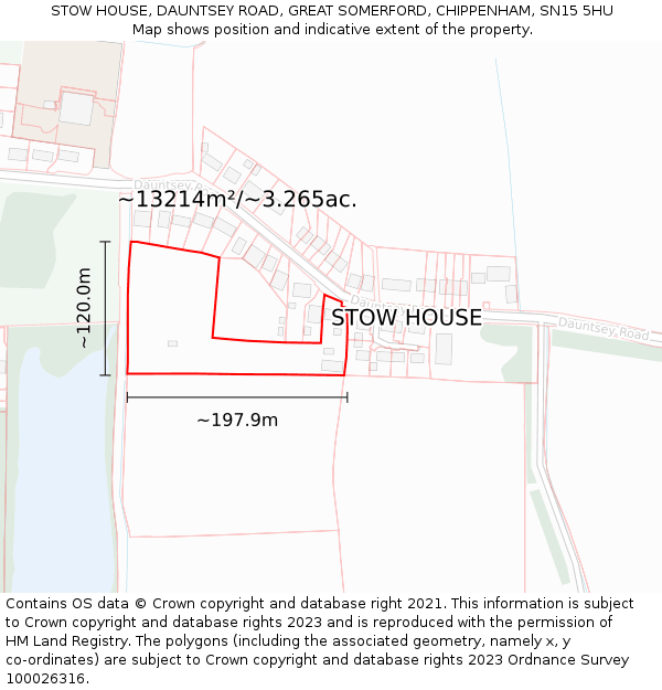 STOW HOUSE, DAUNTSEY ROAD, GREAT SOMERFORD, CHIPPENHAM, SN15 5HU: Plot and title map