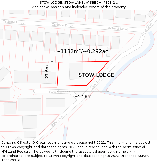 STOW LODGE, STOW LANE, WISBECH, PE13 2JU: Plot and title map