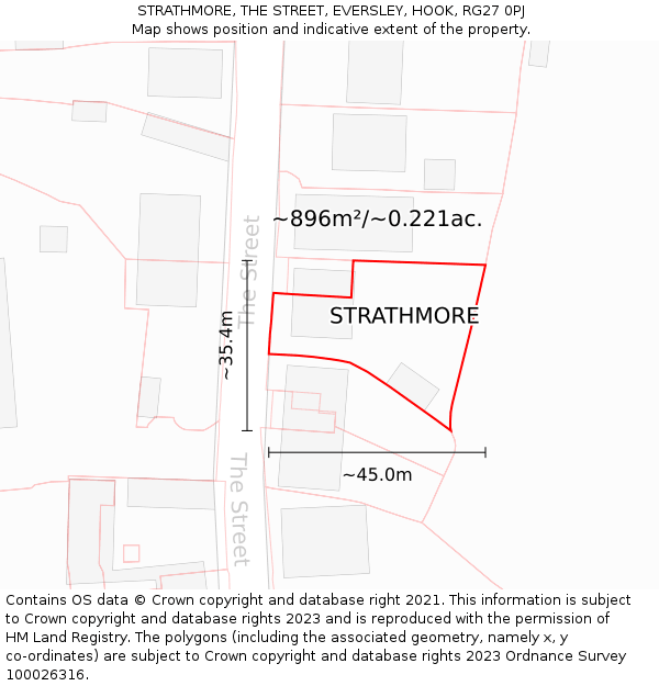 STRATHMORE, THE STREET, EVERSLEY, HOOK, RG27 0PJ: Plot and title map