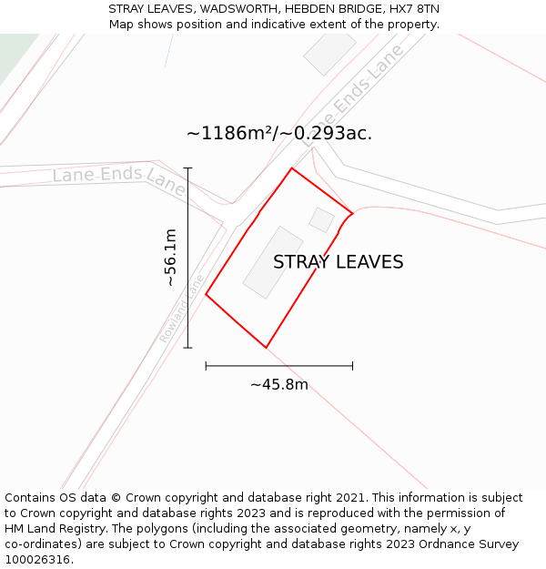 STRAY LEAVES, WADSWORTH, HEBDEN BRIDGE, HX7 8TN: Plot and title map
