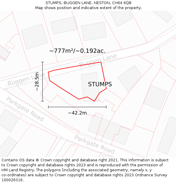 STUMPS, BUGGEN LANE, NESTON, CH64 6QB: Plot and title map