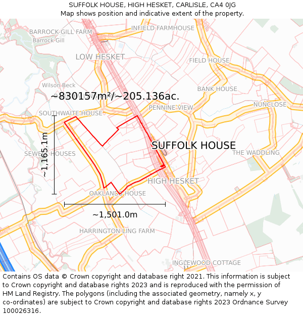 SUFFOLK HOUSE, HIGH HESKET, CARLISLE, CA4 0JG: Plot and title map