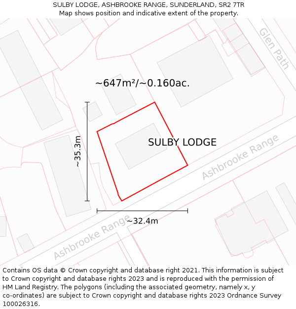 SULBY LODGE, ASHBROOKE RANGE, SUNDERLAND, SR2 7TR: Plot and title map