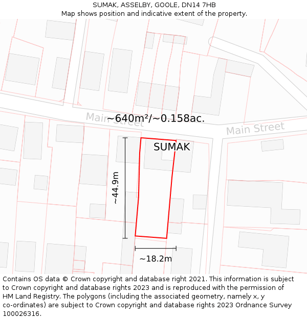 SUMAK, ASSELBY, GOOLE, DN14 7HB: Plot and title map