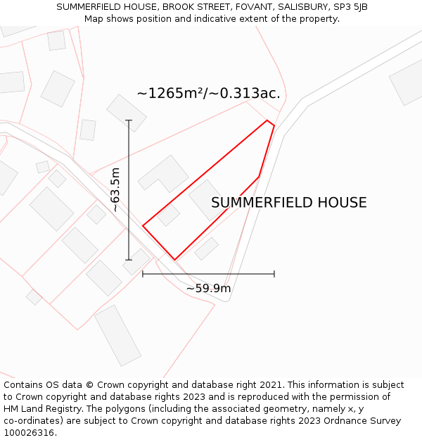 SUMMERFIELD HOUSE, BROOK STREET, FOVANT, SALISBURY, SP3 5JB: Plot and title map