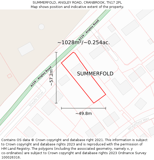 SUMMERFOLD, ANGLEY ROAD, CRANBROOK, TN17 2PL: Plot and title map