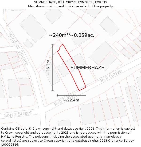 SUMMERHAZE, RYLL GROVE, EXMOUTH, EX8 1TX: Plot and title map