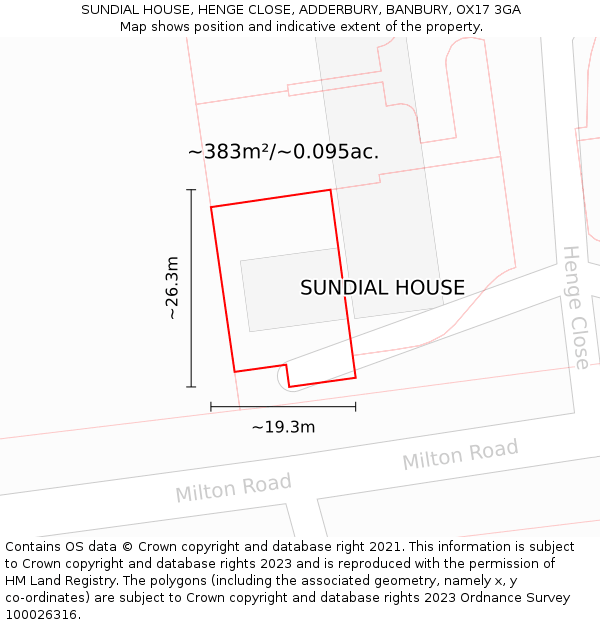 SUNDIAL HOUSE, HENGE CLOSE, ADDERBURY, BANBURY, OX17 3GA: Plot and title map