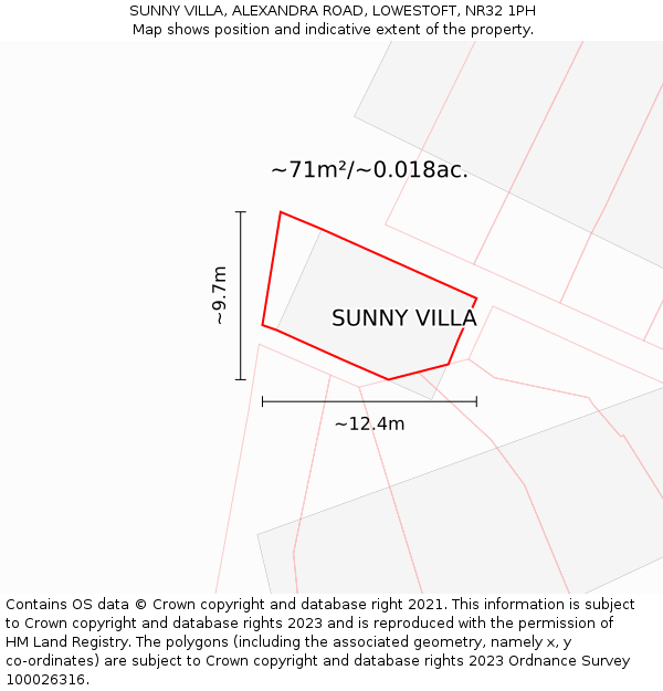 SUNNY VILLA, ALEXANDRA ROAD, LOWESTOFT, NR32 1PH: Plot and title map