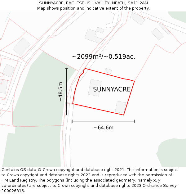 SUNNYACRE, EAGLESBUSH VALLEY, NEATH, SA11 2AN: Plot and title map