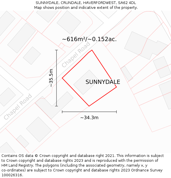 SUNNYDALE, CRUNDALE, HAVERFORDWEST, SA62 4DL: Plot and title map