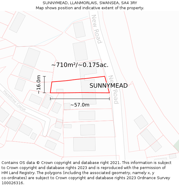 SUNNYMEAD, LLANMORLAIS, SWANSEA, SA4 3RY: Plot and title map