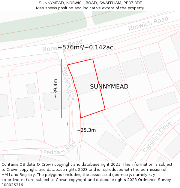 SUNNYMEAD, NORWICH ROAD, SWAFFHAM, PE37 8DE: Plot and title map