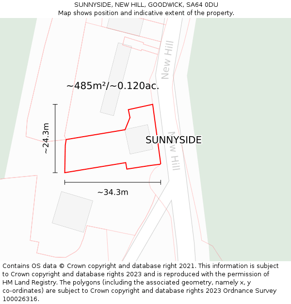 SUNNYSIDE, NEW HILL, GOODWICK, SA64 0DU: Plot and title map